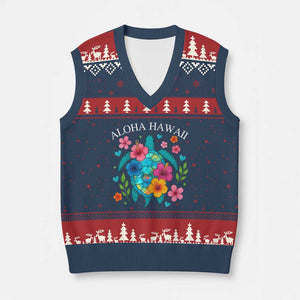 Aloha Hawaii V-Neck Knit Sweater Vest Sea Turtle Summer Hawaiian Island TS10 Navy Red Print Your Wear