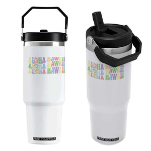 Aloha Hawaii Flip Straw Tumbler Flower Summer Hawaiian Island TS10 One Size: 30 oz White Print Your Wear
