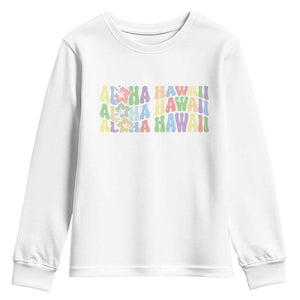 Aloha Hawaii Youth Sweatshirt Flower Summer Hawaiian Island TS10 White Print Your Wear