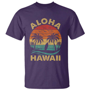 Aloha Hawaii T Shirt Retro Hawaiian Island Palm Beach Surfboard Surf TS10 Purple Print Your Wear