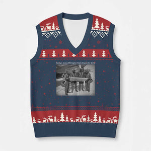 Tuskegee Airmen V-Neck Knit Sweater Vest African American Heroes Preparing for Battle WW2 TS10 Navy Red Print Your Wear