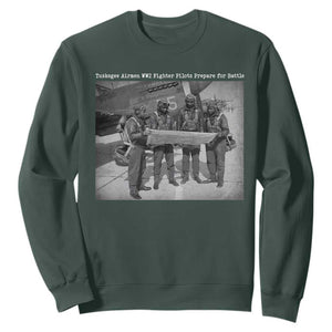 Tuskegee Airmen Sweatshirt African American Heroes Preparing for Battle WW2 TS10 Dark Forest Green Print Your Wear
