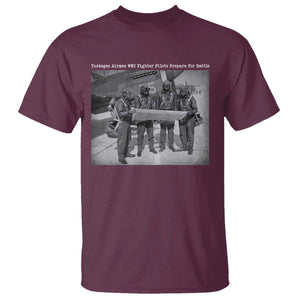 Tuskegee Airmen T Shirt African American Heroes Preparing for Battle WW2 TS10 Maroon Print Your Wear