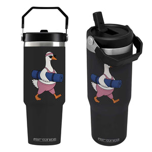 Yoga Goose Carrying Mat Flip Straw Tumbler Funny Yogi Workout Fitness Graphic