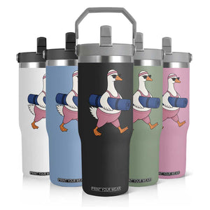 Yoga Goose Carrying Mat Flip Straw Tumbler Funny Yogi Workout Fitness Graphic
