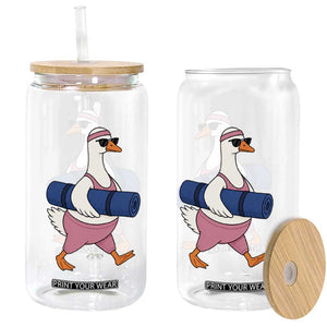 Yoga Goose Carrying Mat Glass Can Funny Yogi Workout Fitness Graphic