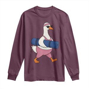 Yoga Goose Carrying Mat Long Sleeve Shirt Funny Yogi Workout Fitness Graphic
