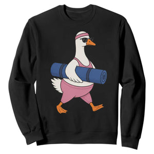 Yoga Goose Carrying Mat Sweatshirt Funny Yogi Workout Fitness Graphic