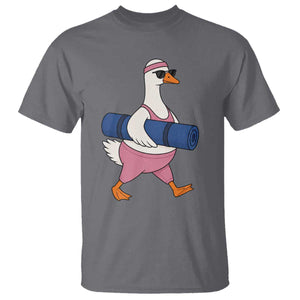 Yoga Goose Carrying Mat T Shirt Funny Yogi Workout Fitness Graphic