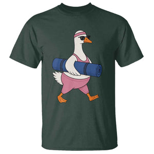 Yoga Goose Carrying Mat T Shirt Funny Yogi Workout Fitness Graphic