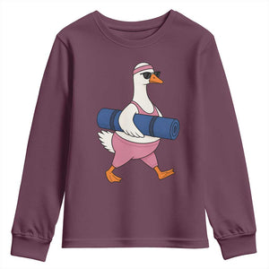 Yoga Goose Carrying Mat Youth Sweatshirt Funny Yogi Workout Fitness Graphic