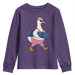 Yoga Goose Carrying Mat Youth Sweatshirt Funny Yogi Workout Fitness Graphic