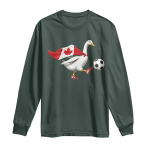 Canada Soccer Goose Long Sleeve Shirt Canadian Flag Patriotic Football Fan Graphic TS10 Dark Forest Green Print Your Wear