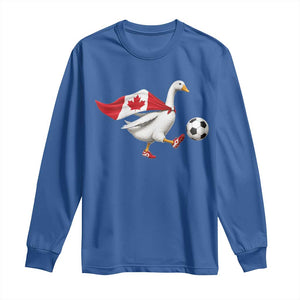 Canada Soccer Goose Long Sleeve Shirt Canadian Flag Patriotic Football Fan Graphic TS10 Royal Blue Print Your Wear