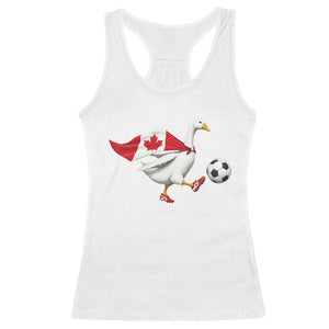 Canada Soccer Goose Racerback Tank Top Canadian Flag Patriotic Football Fan Graphic TS10 White Print Your Wear