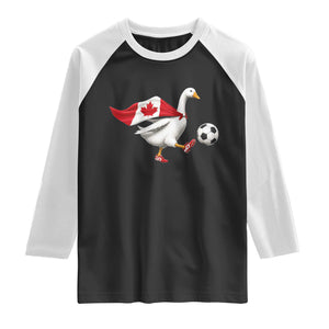 Canada Soccer Goose Raglan Shirt Canadian Flag Patriotic Football Fan Graphic TS10 Black White Print Your Wear