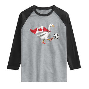 Canada Soccer Goose Raglan Shirt Canadian Flag Patriotic Football Fan Graphic TS10 XS Heather Gray Black Print Your Wear