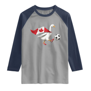 Canada Soccer Goose Raglan Shirt Canadian Flag Patriotic Football Fan Graphic TS10 Sport Gray Navy Print Your Wear