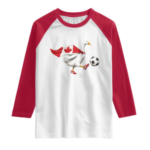 Canada Soccer Goose Raglan Shirt Canadian Flag Patriotic Football Fan Graphic TS10 White Red Print Your Wear