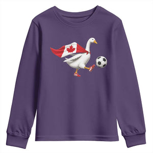 Canada Soccer Goose Youth Sweatshirt Canadian Flag Patriotic Football Fan Graphic TS10 Purple Print Your Wear