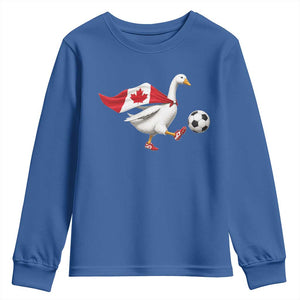 Canada Soccer Goose Youth Sweatshirt Canadian Flag Patriotic Football Fan Graphic TS10 Royal Blue Print Your Wear