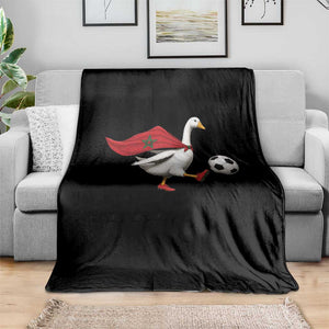 Morocco Soccer Throw Blanket Funny Goose Wearing Moroccan Flag Patriotic Football Fan Graphic TS10 Print Your Wear
