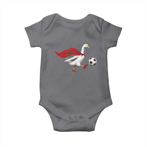 Morocco Soccer Baby Onesie Funny Goose Wearing Moroccan Flag Patriotic Football Fan Graphic TS10 Charcoal Print Your Wear