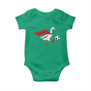 Morocco Soccer Baby Onesie Funny Goose Wearing Moroccan Flag Patriotic Football Fan Graphic TS10 Irish Green Print Your Wear