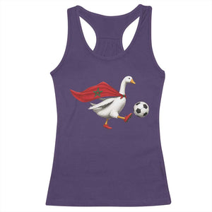 Morocco Soccer Racerback Tank Top Funny Goose Wearing Moroccan Flag Patriotic Football Fan Graphic TS10 Purple Print Your Wear