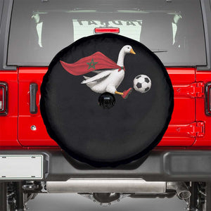 Morocco Soccer Spare Tire Cover Funny Goose Wearing Moroccan Flag Patriotic Football Fan Graphic TS10 Black Print Your Wear