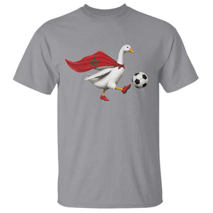 Morocco Soccer T Shirt Funny Goose Wearing Moroccan Flag Patriotic Football Fan Graphic TS10 Sport Gray Print Your Wear