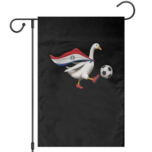Funny Paraguay Soccer Garden Flag Goose Wearing Paraguayan Flag Patriotic Football Fan Graphic TS10 Black Print Your Wear