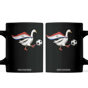 Funny Paraguay Soccer Coffee Mug Goose Wearing Paraguayan Flag Patriotic Football Fan Graphic TS10 Black Print Your Wear
