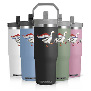 Funny Paraguay Soccer Flip Straw Tumbler Goose Wearing Paraguayan Flag Patriotic Football Fan Graphic TS10 Print Your Wear