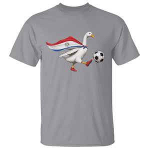 Funny Paraguay Soccer T Shirt Goose Wearing Paraguayan Flag Patriotic Football Fan Graphic TS10 Sport Gray Print Your Wear