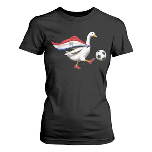 Funny Paraguay Soccer T Shirt For Women Goose Wearing Paraguayan Flag Patriotic Football Fan Graphic TS10 Black Print Your Wear