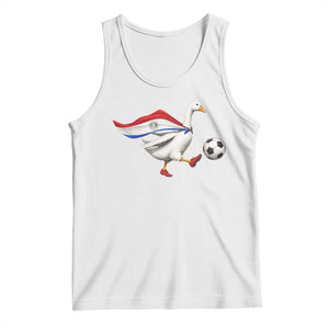 Funny Paraguay Soccer Tank Top Goose Wearing Paraguayan Flag Patriotic Football Fan Graphic TS10 White Print Your Wear