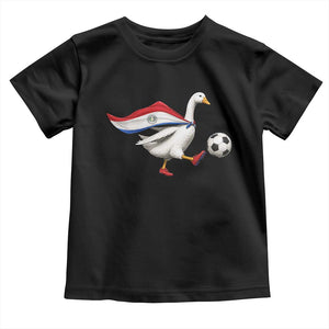 Funny Paraguay Soccer Toddler T Shirt Goose Wearing Paraguayan Flag Patriotic Football Fan Graphic TS10 Black Print Your Wear