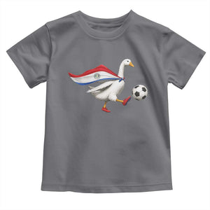 Funny Paraguay Soccer Toddler T Shirt Goose Wearing Paraguayan Flag Patriotic Football Fan Graphic TS10 Charcoal Print Your Wear