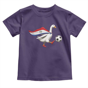 Funny Paraguay Soccer Toddler T Shirt Goose Wearing Paraguayan Flag Patriotic Football Fan Graphic TS10 Purple Print Your Wear