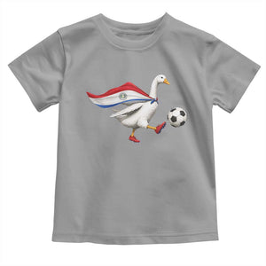 Funny Paraguay Soccer Toddler T Shirt Goose Wearing Paraguayan Flag Patriotic Football Fan Graphic TS10 Sport Gray Print Your Wear
