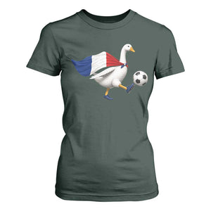 France Soccer Goose T Shirt For Women French Flag Patriotic Football Fan Graphic TS10 Dark Forest Green Print Your Wear
