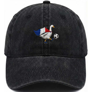 France Soccer Goose Washed Cotton Baseball Cap French Flag Patriotic Football Fan Graphic TS10 Print Your Wear