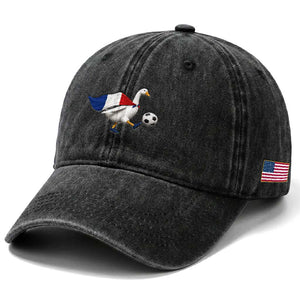 France Soccer Goose Washed Cotton Baseball Cap French Flag Patriotic Football Fan Graphic TS10 Print Your Wear