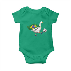 Brazil Soccer Goose Baby Onesie Brazilian Flag Patriotic Football Fan Graphic TS10 Irish Green Print Your Wear