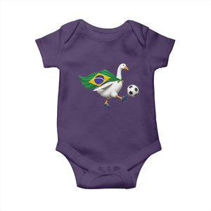 Brazil Soccer Goose Baby Onesie Brazilian Flag Patriotic Football Fan Graphic TS10 Purple Print Your Wear