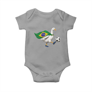 Brazil Soccer Goose Baby Onesie Brazilian Flag Patriotic Football Fan Graphic TS10 Sport Gray Print Your Wear