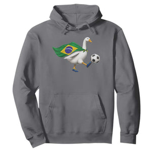 Brazil Soccer Goose Hoodie Brazilian Flag Patriotic Football Fan Graphic TS10 Charcoal Print Your Wear