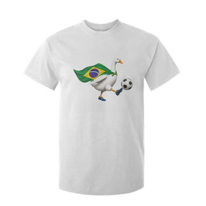 Brazil Soccer Goose T Shirt For Kid Brazilian Flag Patriotic Football Fan Graphic TS10 White Print Your Wear
