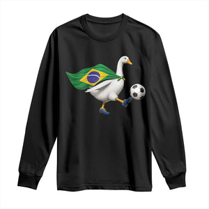 Brazil Soccer Goose Long Sleeve Shirt Brazilian Flag Patriotic Football Fan Graphic TS10 Black Print Your Wear